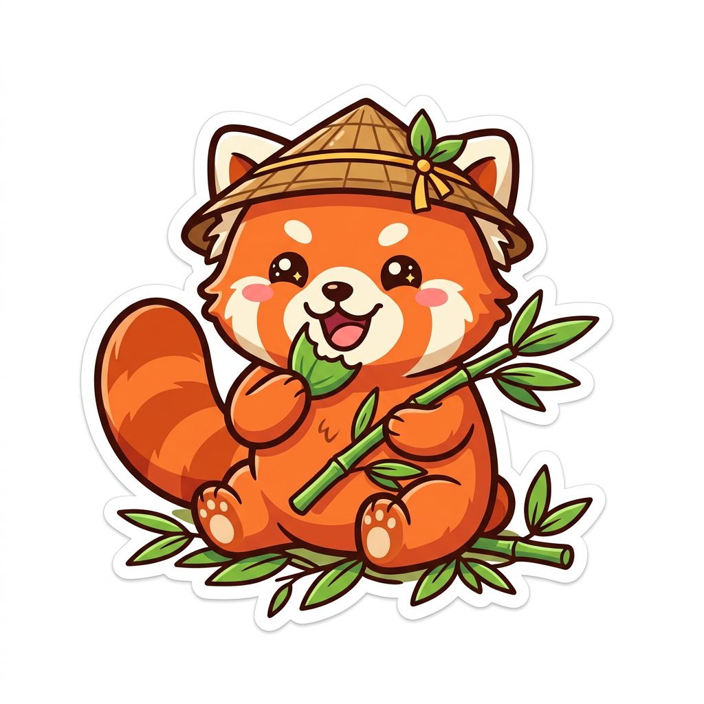小熊猫贴纸插画
